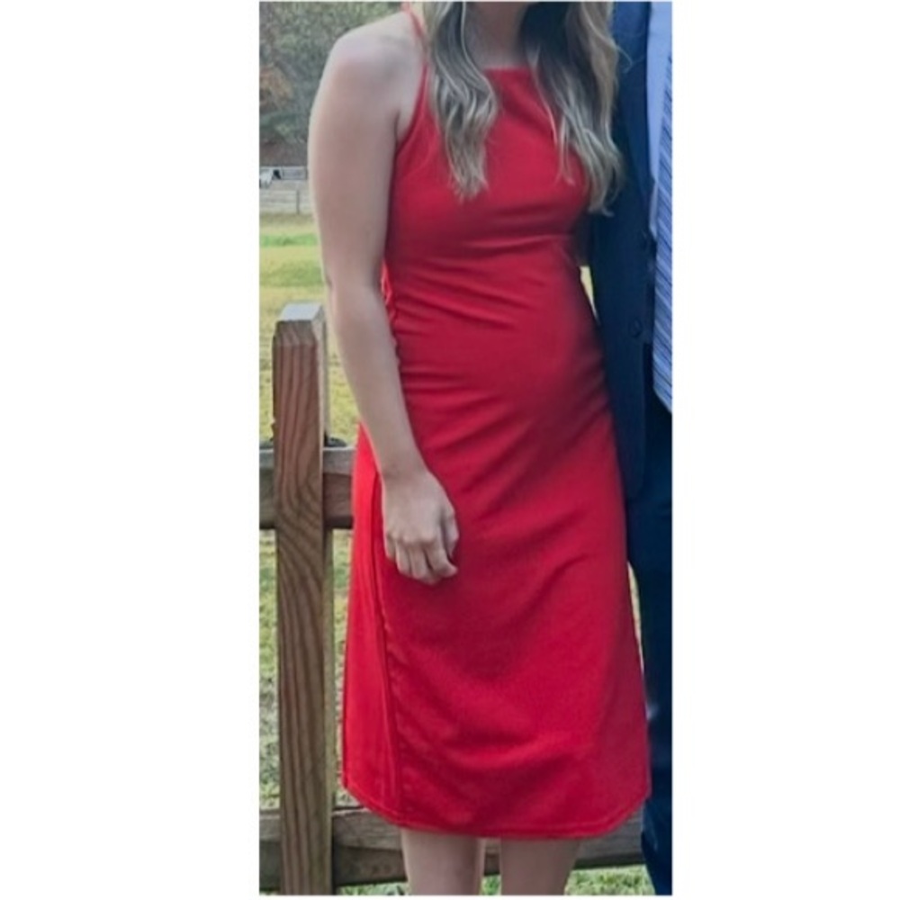 She + Sky • Vibrant Red Midi Dress